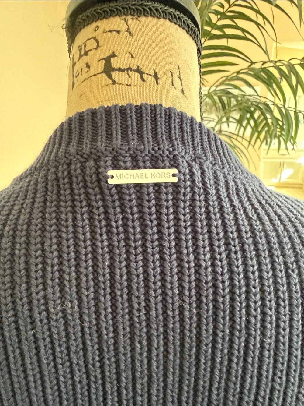 Women's Navy Lace-Up Knit Sweater with White Rope Drawcords
